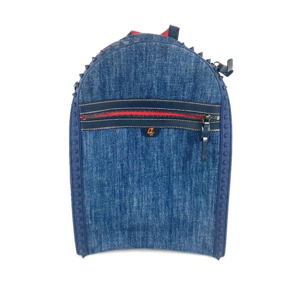 Christian Louboutin Logo studs Backpack Backpack Denim blue/Red - Picture 1 of 16